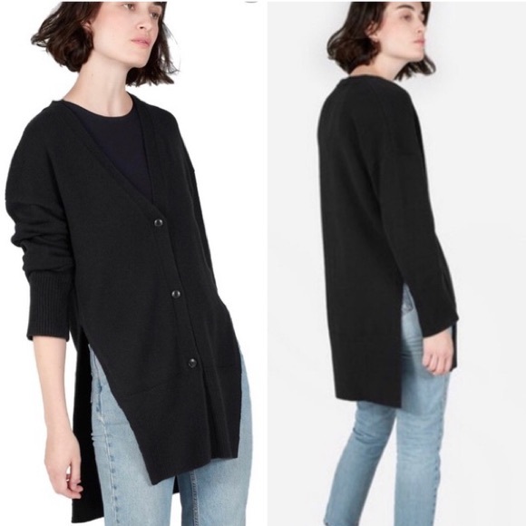 Everlane Sweaters - Everlane Side Split Long Cardigan Sweater Black